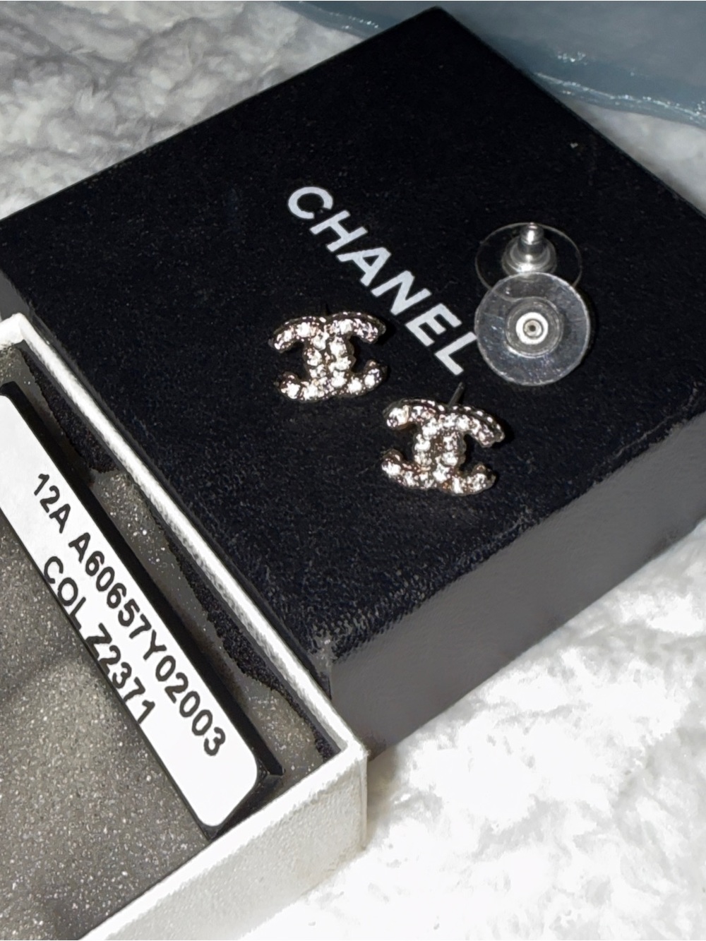 Vintage 12A Chanel Crystal CC Stud Earrings in Small - Silver (RARE)